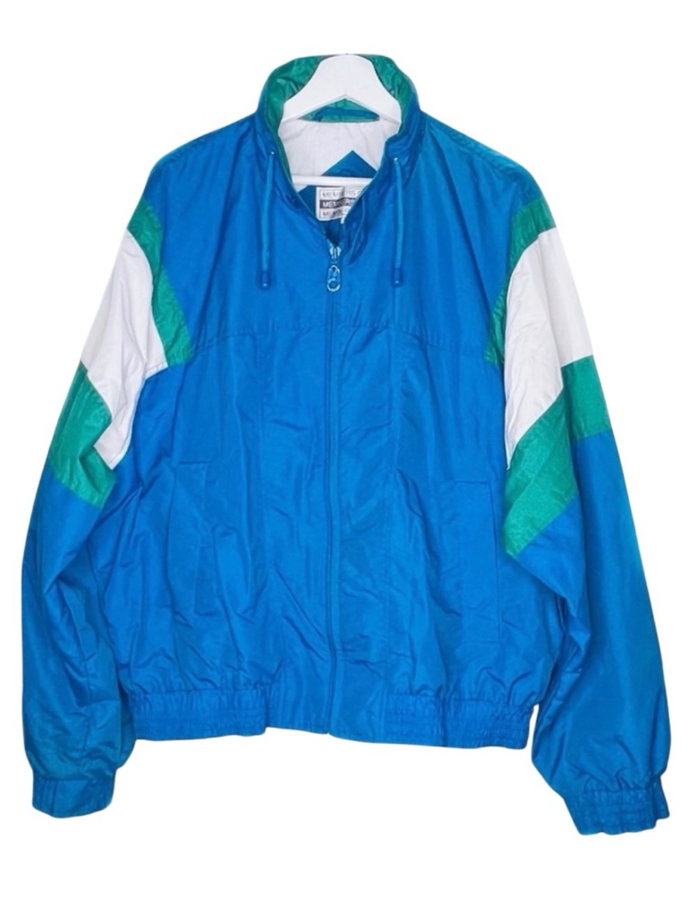 1980s Members Only Vintage Retro Blue Green Throwback Windbreaker Jacket XL EUC